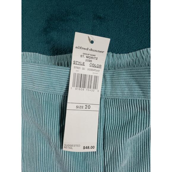 Alfred Dunner Pants Size 20 Womens Green Pull On Corduroy Stretch Ladies NWT - Picture 3 of 12